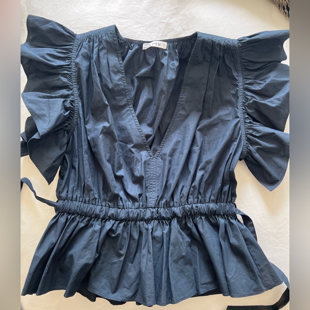 Ulla Johnson navy puff sleeve top